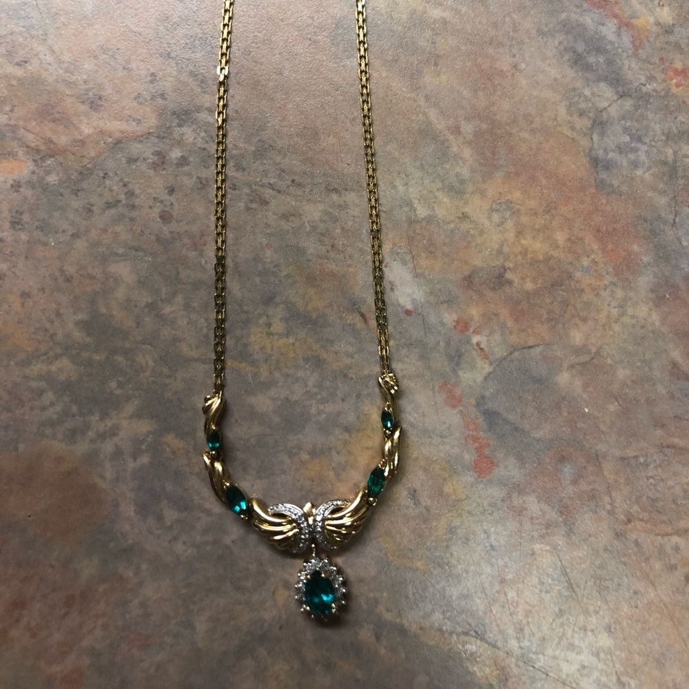 Enhanced emerald and diamond necklace